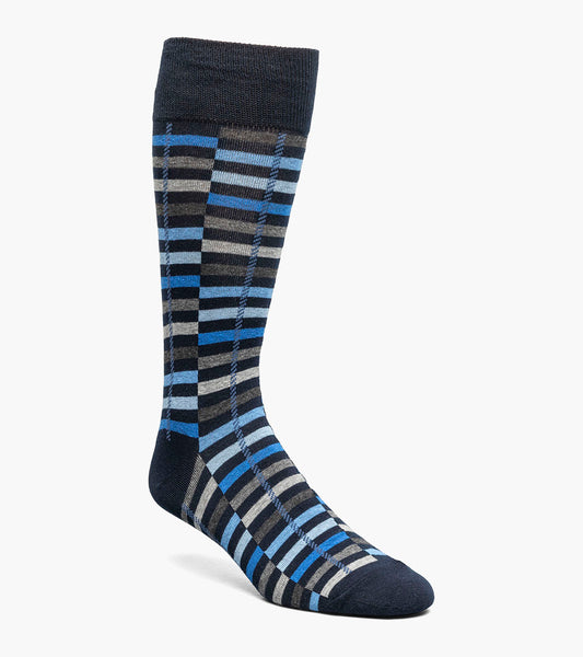 Stacy Adams Offset Stripe Men's Crew Dress Socks Men’s Socks - Navy Multi
