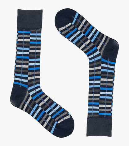 Stacy Adams Offset Stripe Men's Crew Dress Socks Men’s Socks - Navy Multi