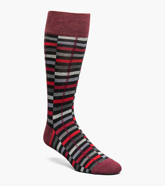 Stacy Adams Offset Stripe Men's Crew Dress Socks Men’s Socks - Red Multi
