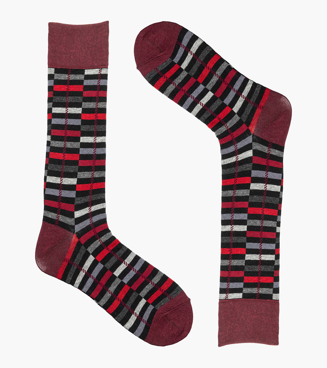 Stacy Adams Offset Stripe Men's Crew Dress Socks Men’s Socks - Red Multi