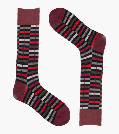 Stacy Adams Offset Stripe Men's Crew Dress Socks Men’s Socks - Red Multi