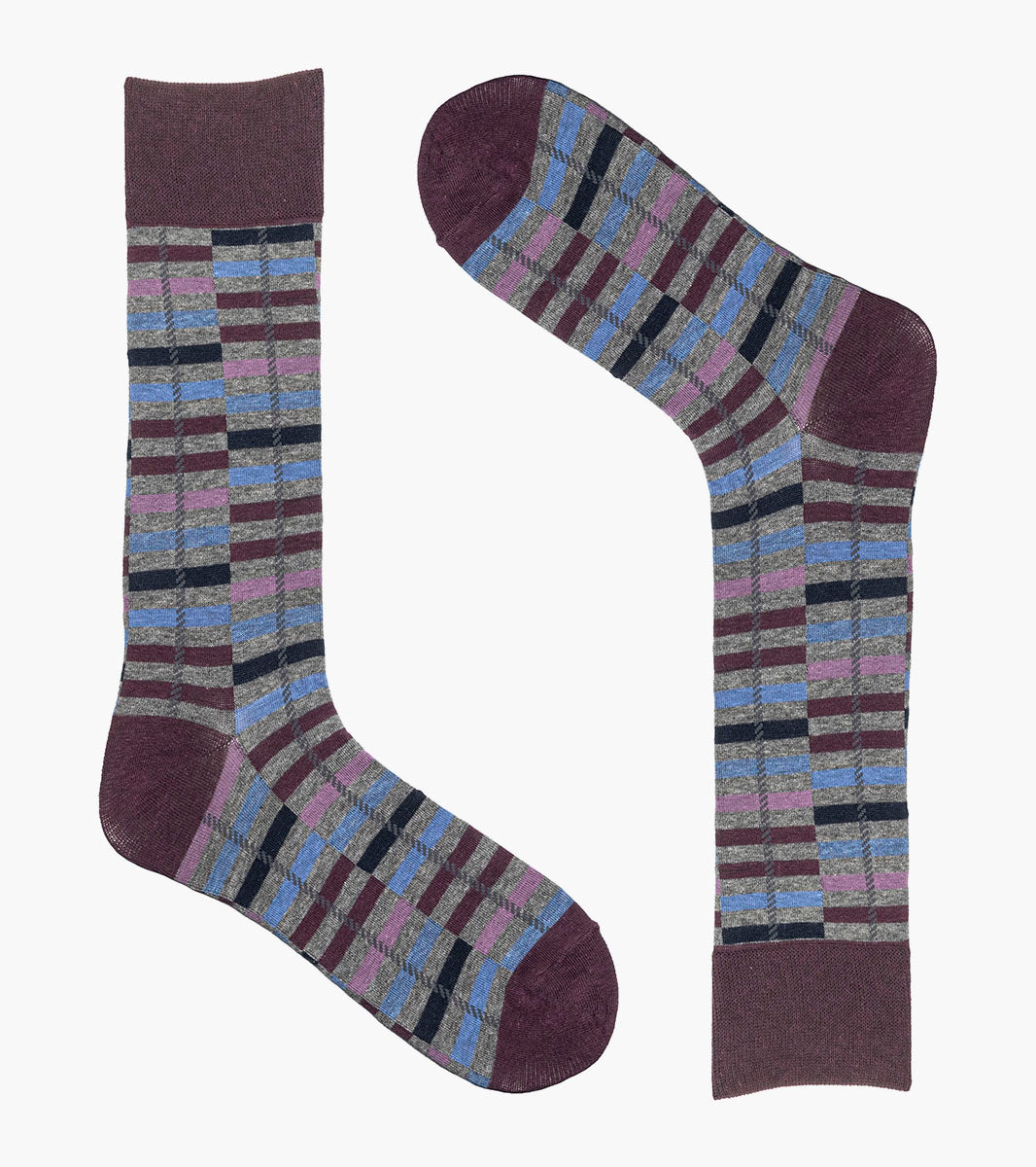 Stacy Adams Offset Stripe Men's Crew Dress Socks Men’s Socks - Purple Multi
