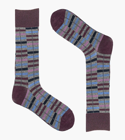 Stacy Adams Offset Stripe Men's Crew Dress Socks Men’s Socks - Purple Multi