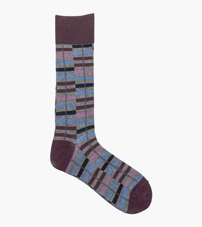 Stacy Adams Offset Stripe Men's Crew Dress Socks Men’s Socks - Purple Multi