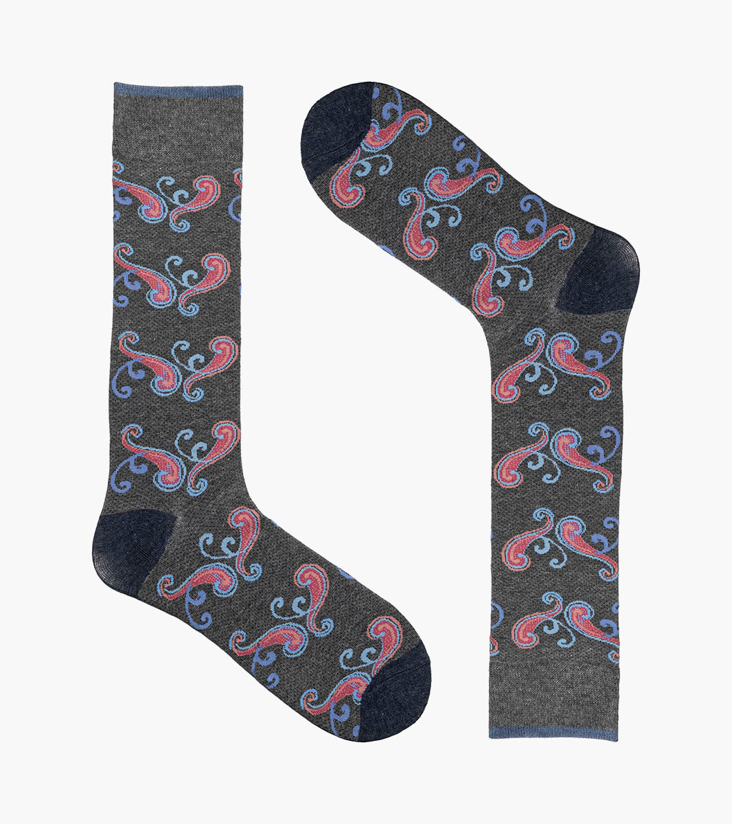Stacy Adams Cool Paisley Men's Crew Dress Socks Men’s Socks - Gray Multi