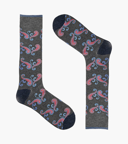 Stacy Adams Cool Paisley Men's Crew Dress Socks Men’s Socks - Gray Multi