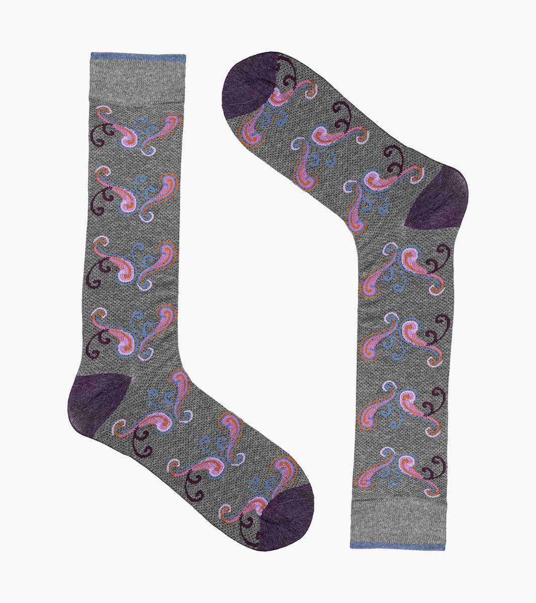 Stacy Adams Cool Paisley Men's Crew Dress Socks Men’s Socks - Light Gray Multi