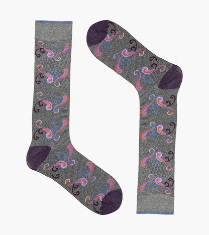 Stacy Adams Cool Paisley Men's Crew Dress Socks Men’s Socks - Light Gray Multi