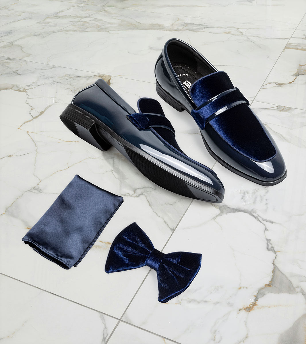 Stacy Adams Spratley Bow Tie & Hanky Set Men’s Ties - Navy