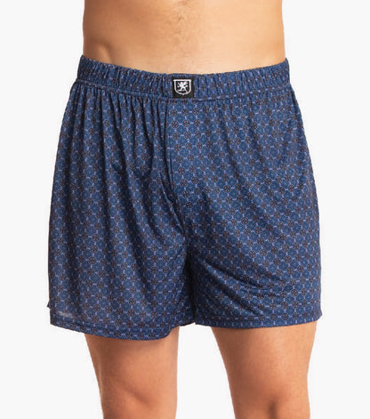 Stacy Adams Boxer Shorts Performance Fabric Men’s Loungewear - Indigo and Gray
