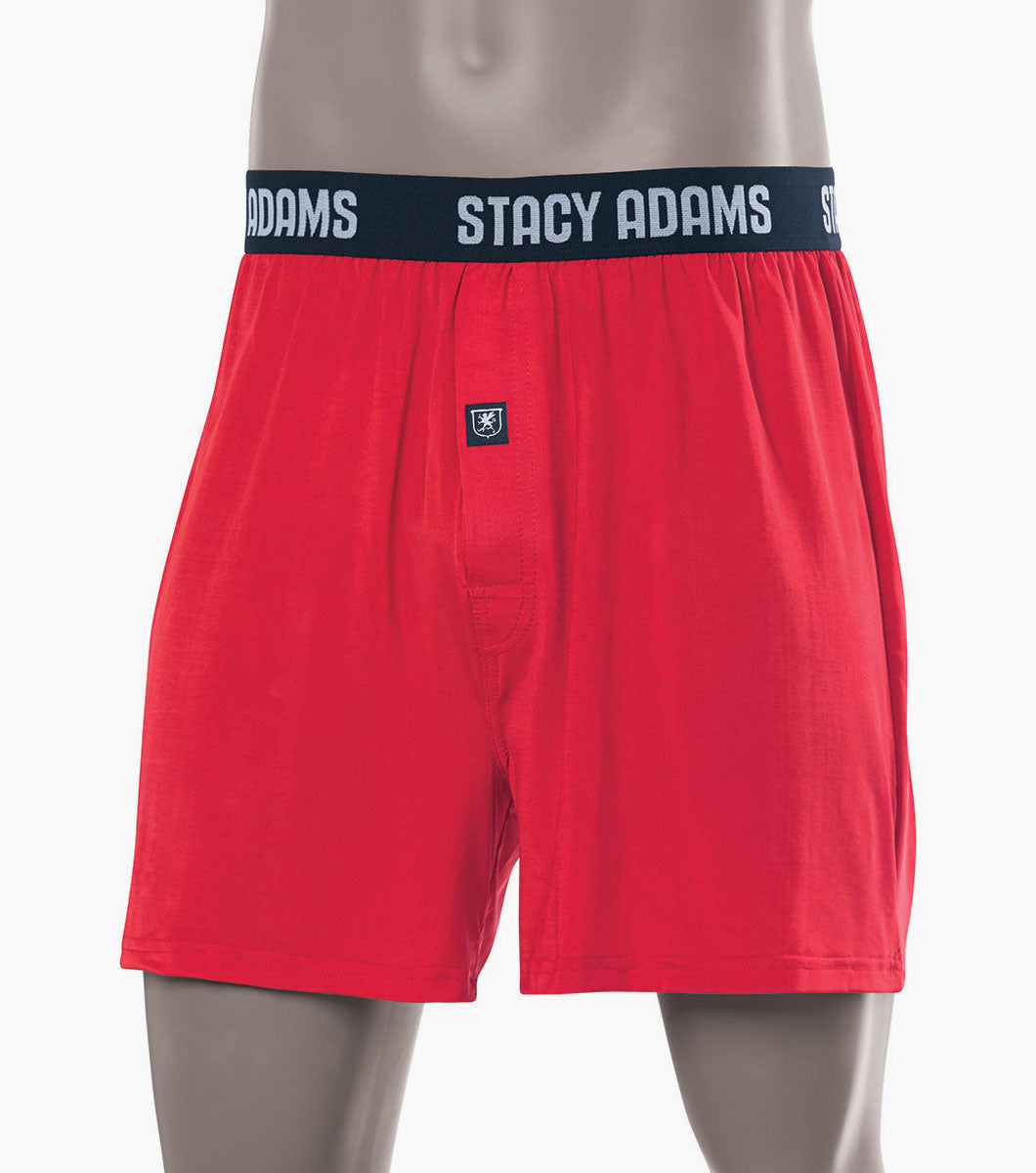 Stacy Adams Boxer Shorts Comfort Stretch Loungewear Men’s Loungewear - Red